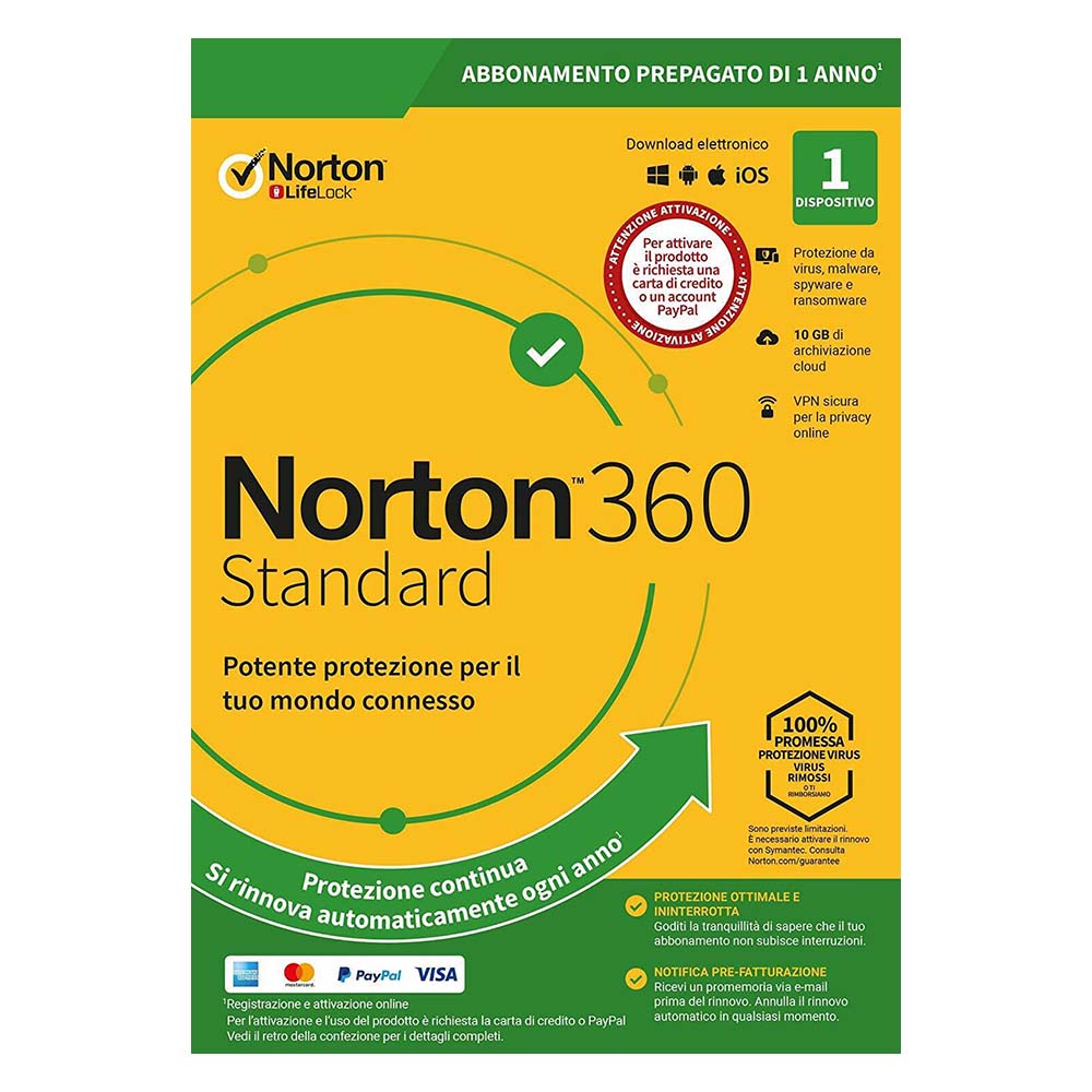 Norton 360 Standard | 1 anno | 1 dispositivo + 10GB Cloud